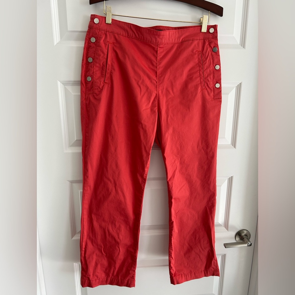 Massimo Dutti Red Cropped Ankle Pants
